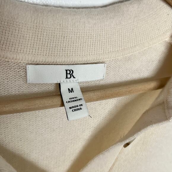 Banana Republic Cashmere Polo Sweater Womens Medium Cream Relaxed Minimalist - Picture 7 of 11